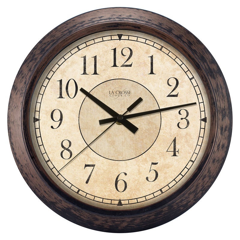 La Crosse Technology Lacrosse 404-2635 Analog Wall Clock, 14", Rustic Brown - Image 1